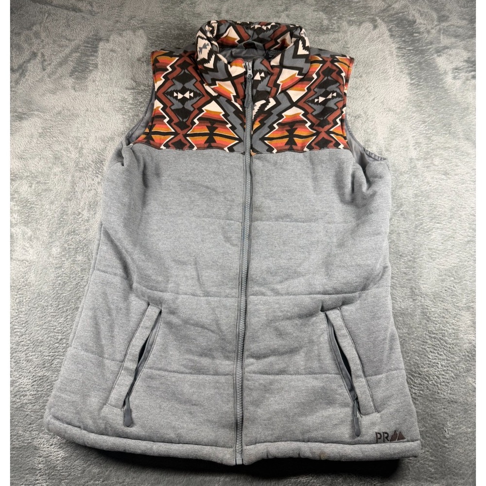 Powder River Outfitters Panhandle Vest Mens L Gray Aztec Western Puffer Zip